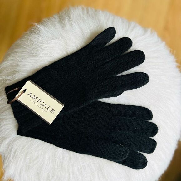 AMICALE Cashmere Touch Screen Tech Knit‎ Gloves, Luxurious, 100%, Black, NWT - Picture 5 of 11